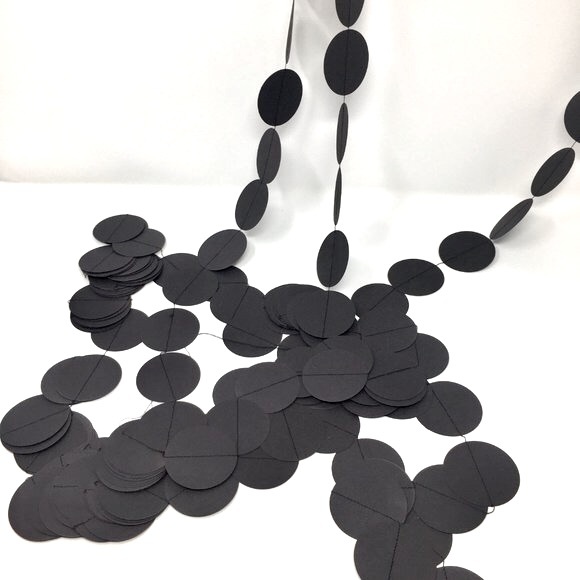 Black Dark Grey Round Paper Large Circle Party Halloween Extra Long Garland - Picture 3 of 16